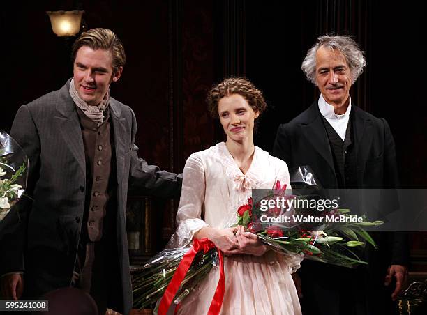 Dan Stevens, Jessica Chastain & David Straitharin during the Broadway Opening Night Performance Curtain Call for 'The Heiress' at The Walter Kerr...
