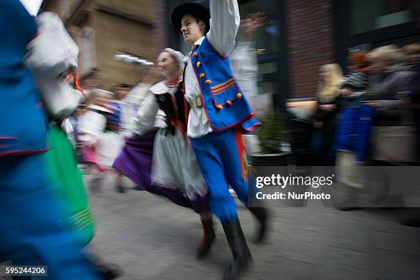 March 2016 - Folk dancers from the Kujawsko-Pomorka region perform at an Easter fair near the old market square on Sunday.