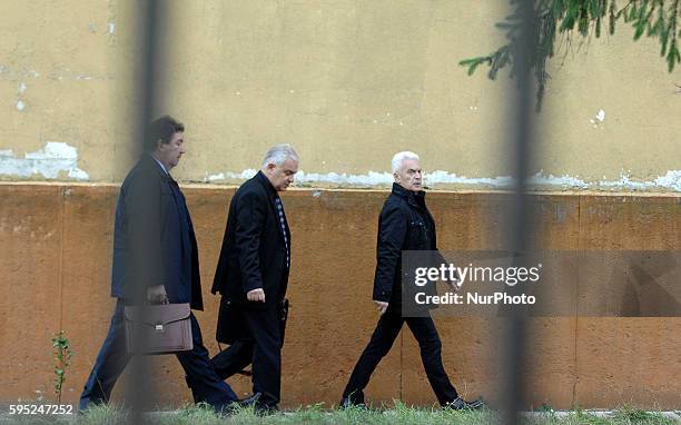 Volen Siderov , leader of Ataka, the national socialist party in Bulgaria,and his lawyers are arrive at National Investigation Service building in...