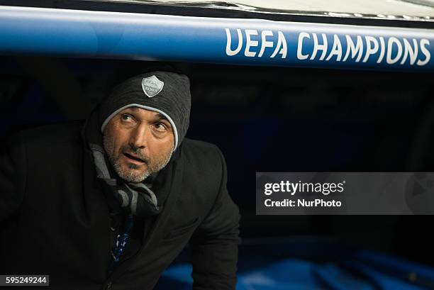 Romas Italian trainer Spalletti in action during the Champions league football match Real Madrid CF vs Roma at the Santiago Bernabeu stadium in...