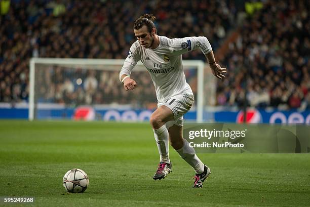 Real Madrid's Welsh Bale in action during the Champions league football match Real Madrid CF vs Roma at the Santiago Bernabeu stadium in Madrid on...