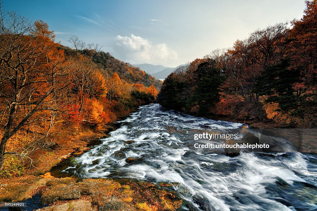 The river to be the Ryuzu fall in Nikko, Japan