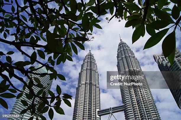 View of Petronas Twin towers in Kuala Lumpur City. Kuala Lumpur, Malaysia, on 23th March 2016.