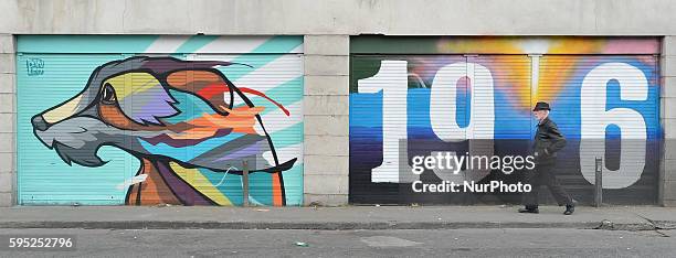 Easter Rebellion related wall painting on Marks Alley West as Dublin prepares for the centenary of Easter Sunday commemorations. The 1916 Rising,...