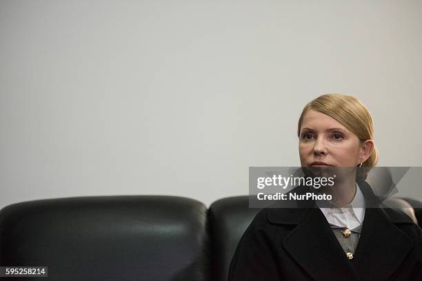 Yulia Tymoshenko went in the airport of Donetsk where she made a press conference about the situation in Ukraine, on April 7, 2014.