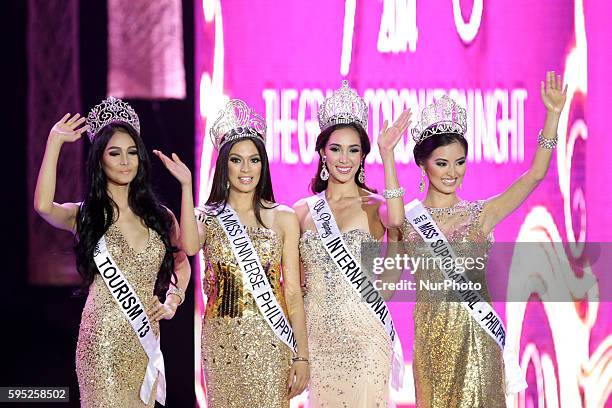 Quezon City, Philippines - 2013 winners Miss Tourism Queen International Cindy Miranda, Miss Universe 3rd Runner Up Ariella Arida, Miss International...