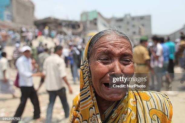 In this photograph taken on April 25 Several thousand Bangladeshi garment workers have lost their jobs after their factory was discovered with...