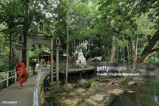 hin lad waterfalls temple entrance - province de surat thani photos et images de collection