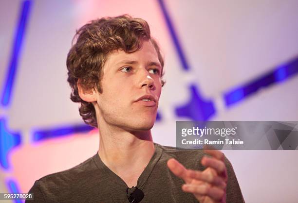 Christopher Poole, founder of 4chan, speaks during the TechCrunch Disrupt conference in New York, on Tuesday, May 25, 2010.