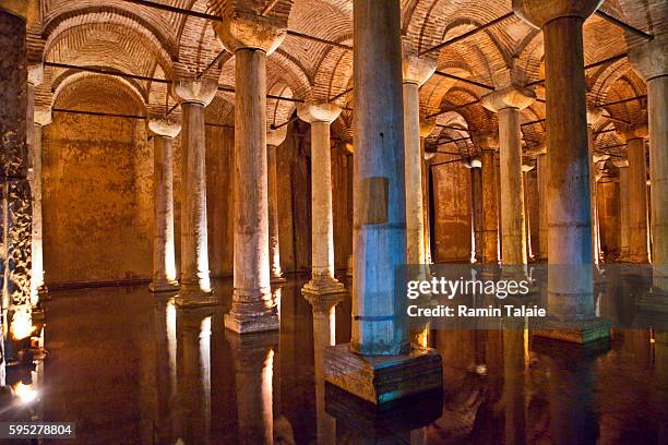 Yerebatan Cistern or the Basilica Cistern, an ancient underground water storage area built in the 6th century in the Old City section of Istanbul,...