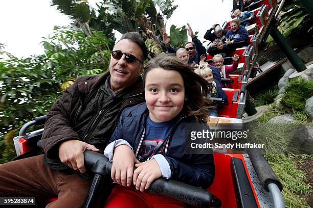 Actor Andy Garcia shares a moment with his son Andres while on a roller coaster at Legoland California on Friday, November 18, 2011 in Carlsbad,...
