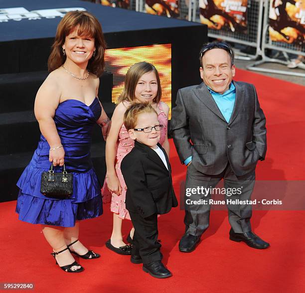 Warwick Davis and familiy attend the premiere of "Johnny English Reborn" at Empire, Leicester Square.