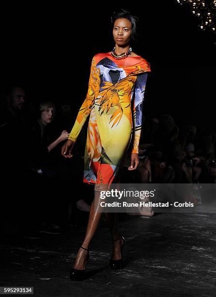 Model on the runway at Basso & Brooke's Spring/Summer 2012 fashion show at London Fashion Week.