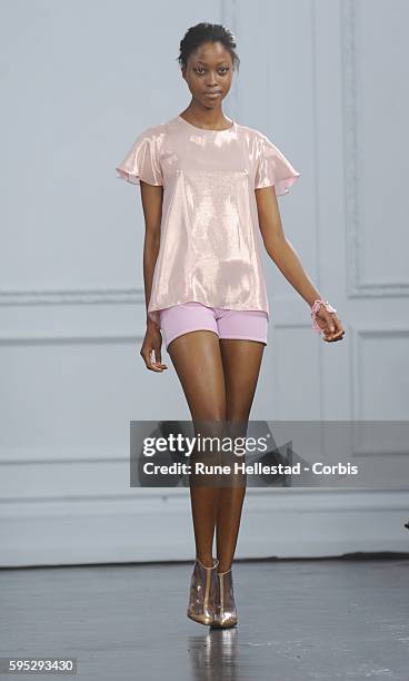 Model on the runway at Richard Nicoll's Spring/Summer 2012 fashion show at London Fashion Week.