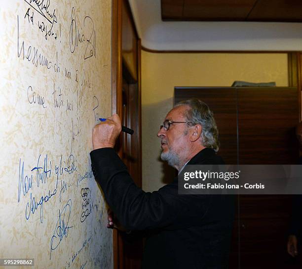 GIampaolo Pozzo President od Udinese during the press conference for the new stadium, signs the wall Rome on 30 of july 2013