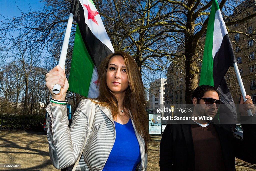 Belgium - Protests at Syrian embassy in Brussels