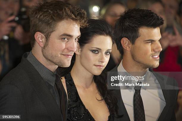 Nov. 16, 2011 - London, England, UK - Robert Pattinson, Kristen Stewart and Taylor Lautner attend the UK premiere of 'The Twilight Saga: Breaking...