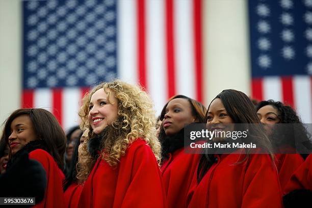 Members of the Brooklyn Tabernacle Choir prepare to perform at the opening of the 57th Presidential Inaugural ceremony at the U.S. Capitol in...
