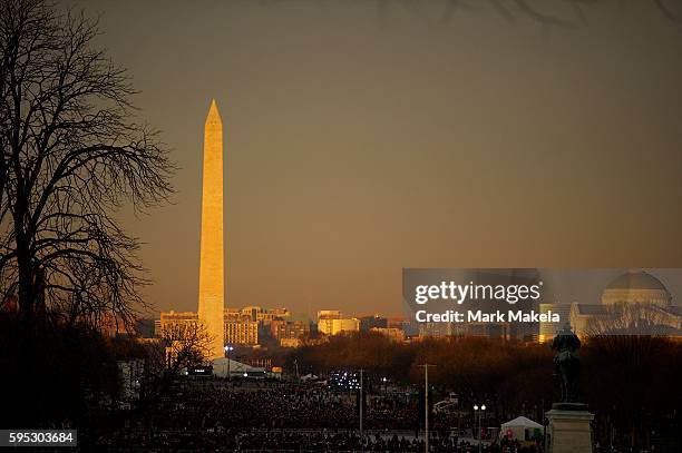 Early morning light illuminates the Washington Monument, National Gallery, and The National Mall the day of President Barack Obama's 57th...