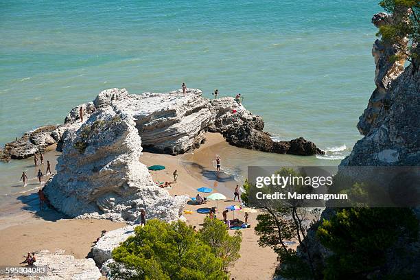 pizzomunno beach - gargano stockfoto's en -beelden