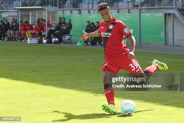 Benjamin Henrichs of Bayer Leverkusenn during the DFB Cup match between SC Hauenstein and Bayer 04 Leverkusen at Stadium Husterhoehe on August 19,...