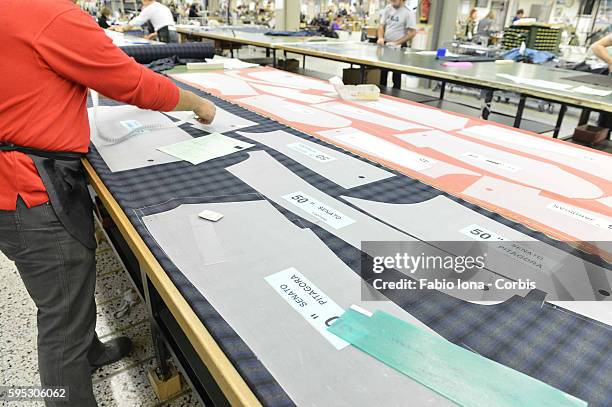 These pictures shows different moment of making clothes during a visit to farm by italian brand BRIONI in Penne . Italy.
