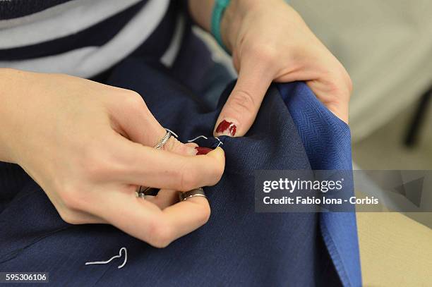 These pictures shows different moment of making clothes during a visit to farm by italian brand BRIONI in Penne . Italy.