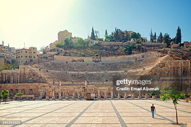 roman amphitheatre in amman, jordan - amman stock-fotos und bilder