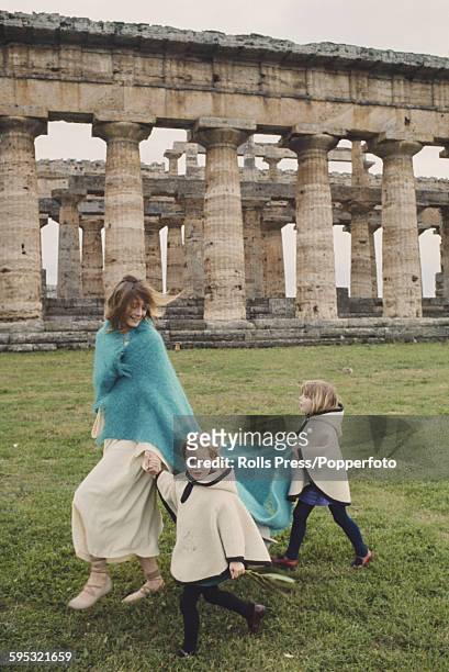 English actress Vanessa Redgrave pictured with her two daughters Natasha Richardson and Joely Richardson during production of the film 'Isadora' amid...