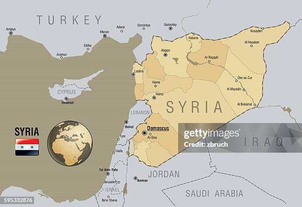 karte von syrien - syrisch stock-grafiken, -clipart, -cartoons und -symbole