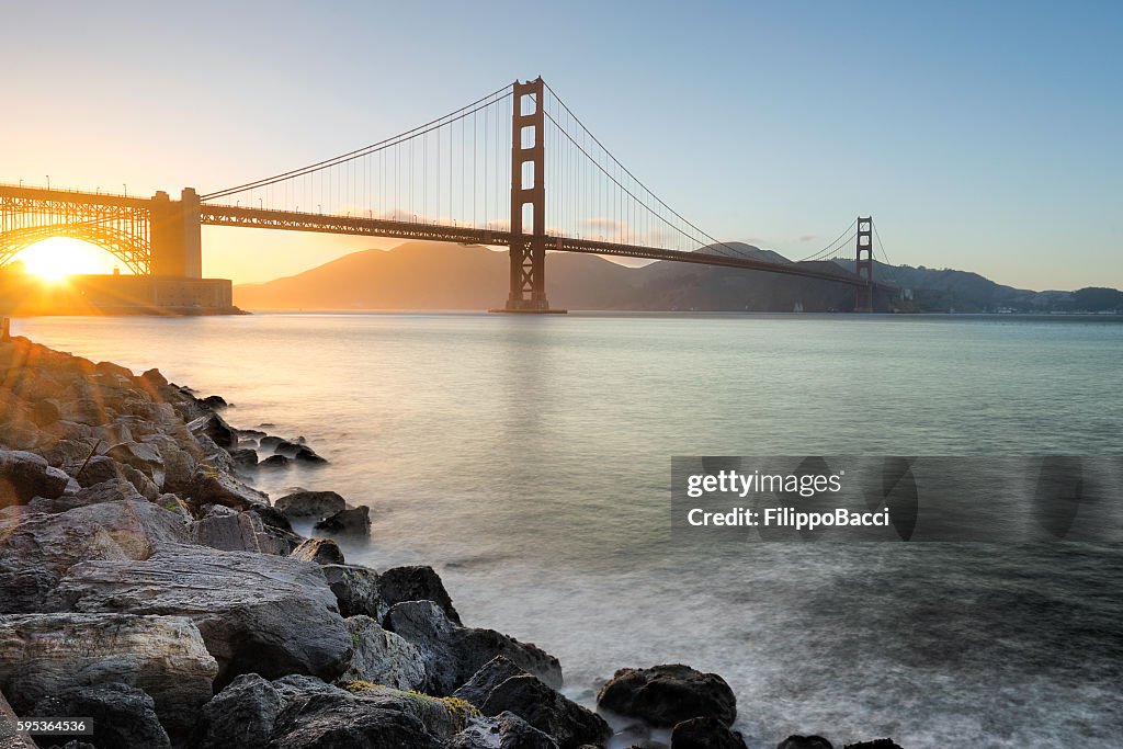 Golden Gate Bridge in San Francisco at Sunset