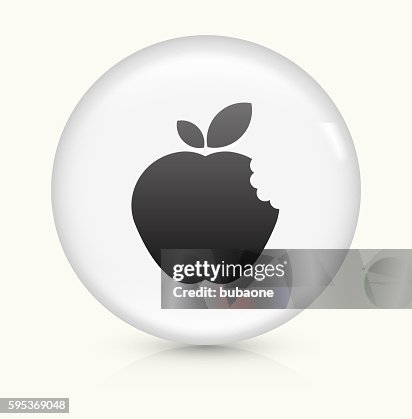 Bitten Apple icon on white round vector button Bitten Apple icon on white round vector button