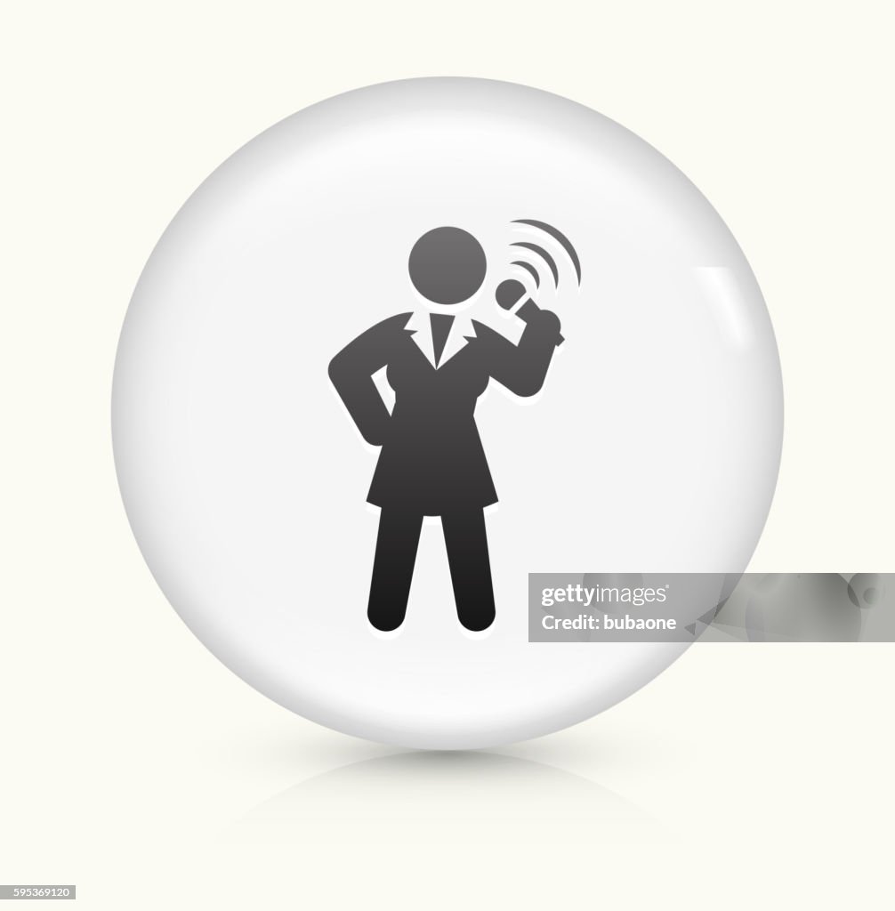 Public Speaking icon on white round vector button