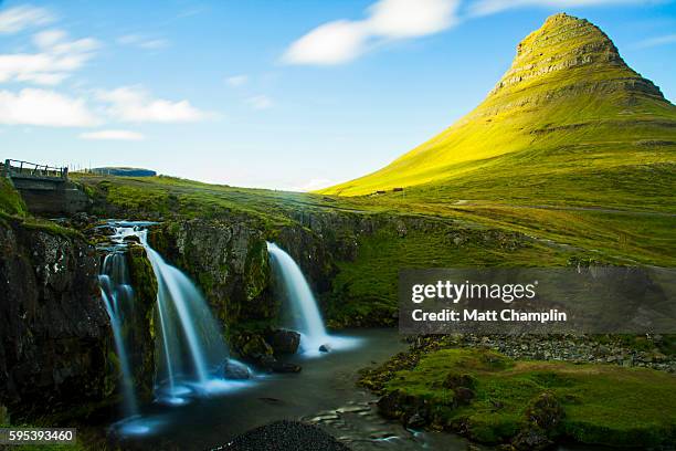 kirkjufell - skogafoss waterfall stock pictures, royalty-free photos & images