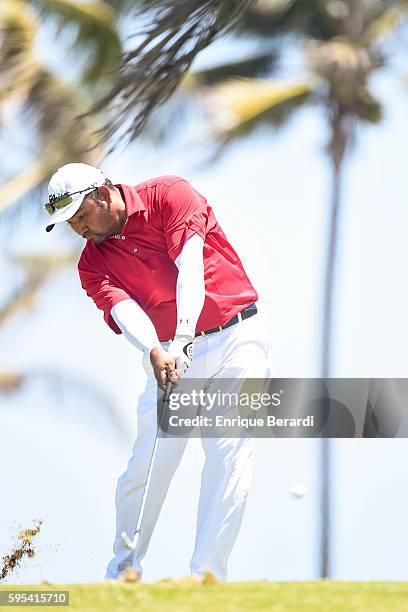 Jose de Jesus Rodriguez of Mexico tees off on the 16th hole during the third round of the PGA TOUR Latinoamérica Mazatlan Open, at Estrella del Mar...