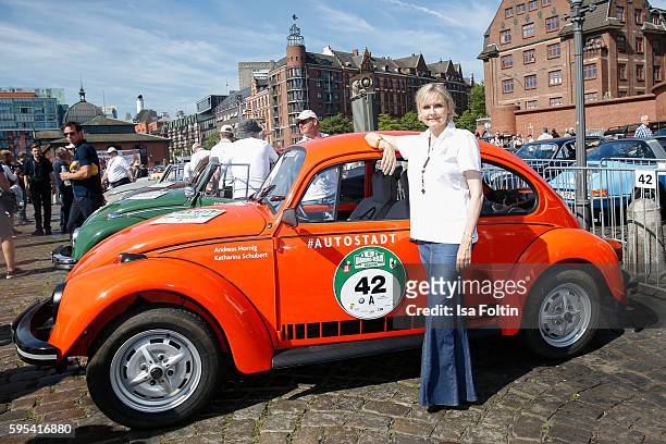 German actress Katharina Schubert attends the first day of the Hamburg-Berlin Klassik Rallye on August 25, 2016 in Hamburg, Germany.