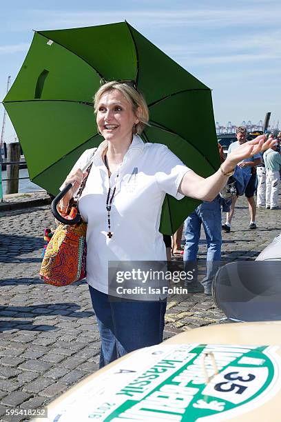 German actress Katharina Schubert attends the first day of the Hamburg-Berlin Klassik Rallye on August 25, 2016 in Hamburg, Germany.