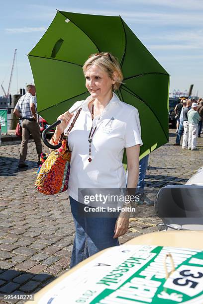 German actress Katharina Schubert attends the first day of the Hamburg-Berlin Klassik Rallye on August 25, 2016 in Hamburg, Germany.