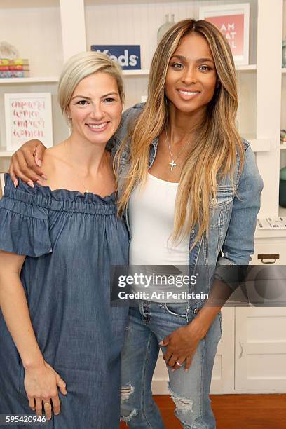 Keds Collective member Ciara poses with marketing director of Keds, Lindsay Binette in celebration of Womens Equality Day at Chocolate Sun on August...