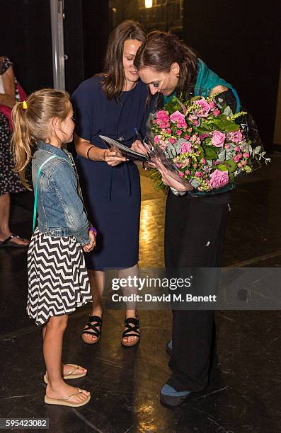 Sophia Nelson, Emma Learner and Irina Kolesnikova attend "Her Name Was Carmen" - Press Night at London Coliseum on August 25, 2016 in London, England.