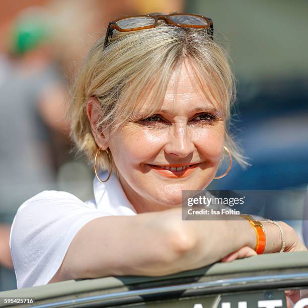 German actress Katharina Schubert attends the first day of the Hamburg-Berlin Klassik Rallye on August 25, 2016 in Hamburg, Germany.