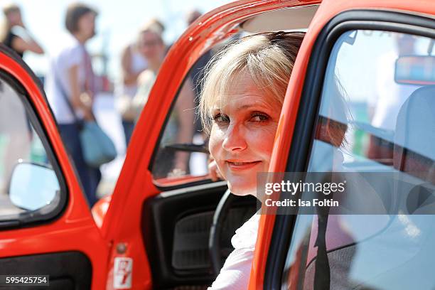 German actress Katharina Schubert attends the first day of the Hamburg-Berlin Klassik Rallye on August 25, 2016 in Hamburg, Germany.