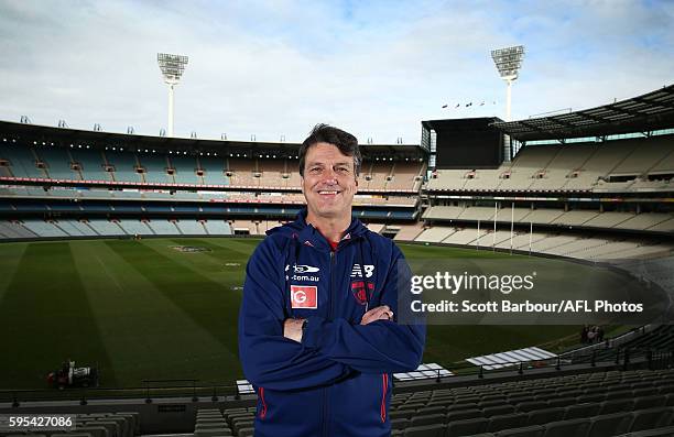 Paul Roos, Senior Coach of the Demons during a Melbourne Demons AFL press conference at the Melbourne Cricket Ground on August 26, 2016 in Melbourne,...