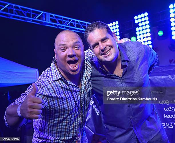 Greg T and Skeery Jones attend Elvis Duran's End Of Summer Bash at Hornblower Cruises, Pier 15 on August 25, 2016 in New York City.