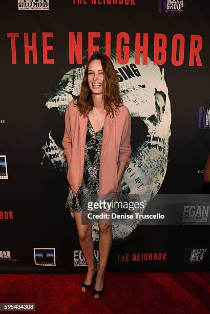 Actress Alex Essoe arrives at the premiere of "The Neighbor" at Brenden Theaters at Palms Casino Resort on August 25, 2016 in Las Vegas, Nevada.