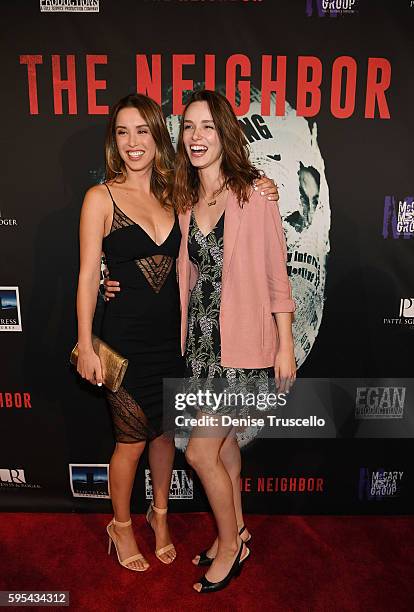 Actress Melissa Bolona and actress Alex Essoe arrive at the premiere of "The Neighbor" at Brenden Theaters at Palms Casino Resort on August 25, 2016...