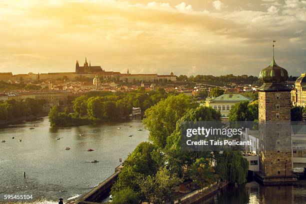 sunset in prague, czech republic, europe - the moldau river stock pictures, royalty-free photos & images