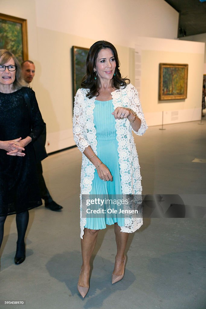 Danish Crown Princess Mary Visits Opening Of Monet Exhibition North Of Copenhagen.