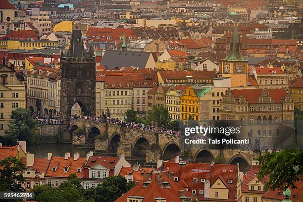 complete view charles bridge (karlův most) in center prague, czech republic, europe - the moldau river stock pictures, royalty-free photos & images