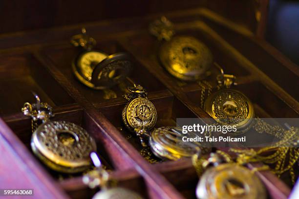 a box of old mechanic pocket watches - tancici dum stock pictures, royalty-free photos & images